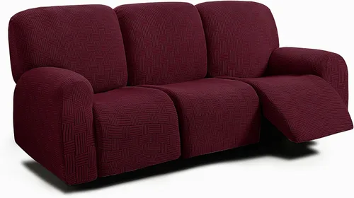 Vista 36 de ULTICOR - Juego de 8 fundas para sofá reclinable de jacquard, fundas elásticas para sofá reclinable para 3 cojines, gruesas, suaves, lavables