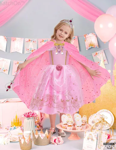 Vista 7 de KatchOn, Princess Costume for Girls with Cape - Girls Princess Dress up Costume with Accessories Crown, Necklace and Bracelet