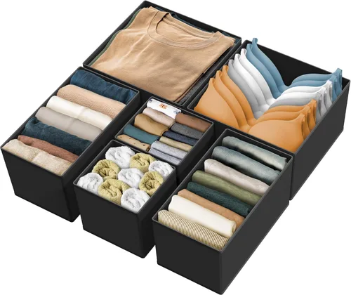 Vista 14 de Simple Houseware Organizador de cajones de ropa interior para lencería, ropa interior, brasier, bragas, calcetín, mameluco, juego de 6, gris