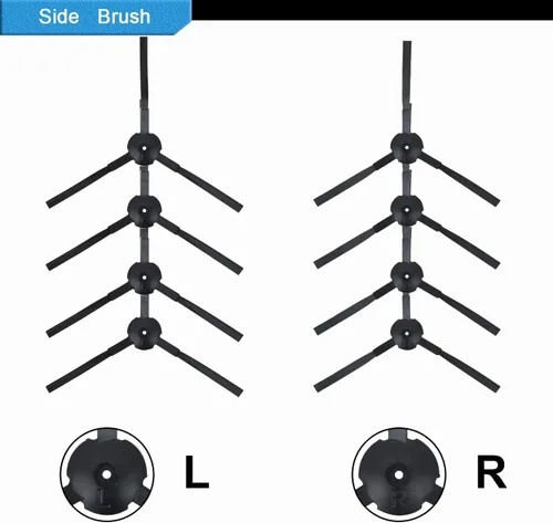 Vista 4 de Piezas de repuesto para aspiradora robótica ILIFE V3 V3s V5 V5s Pro, kit de accesorios incluye 1 filtro primario y 8 cepillos laterales y 8 filtros