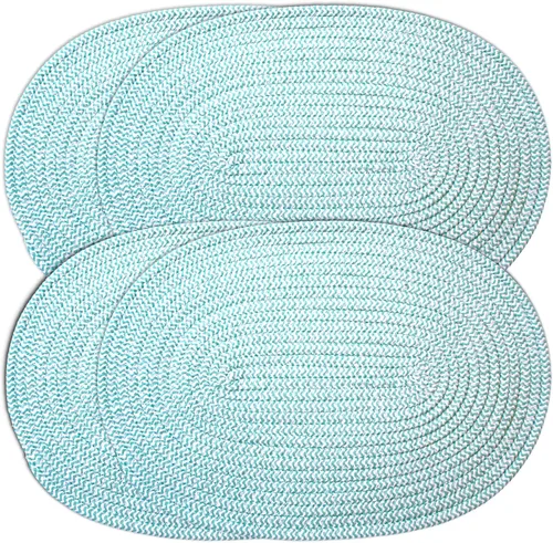 Vista 7 de Elegante posavasos trenzados con cable, juego de 4 (4 pulgadas, redondo, azul)