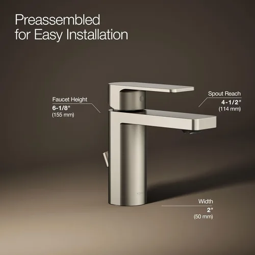 Vista 3 de Kohler 23472-4-BN Parallel® - Grifo para lavabo de baño con mango único, 1.2 gpm, níquel cepillado vibrante