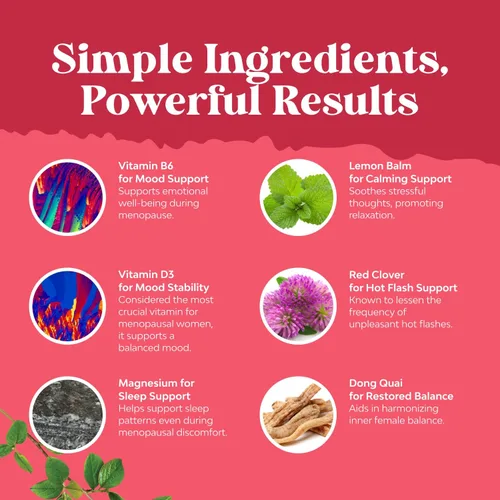 Vista 6 de Paquete de suplemento completo de menopausia herbaria para sudores nocturnos, estado de ánimo con Dong Quai Vitex Casto, Cohosh Negro y G Curve