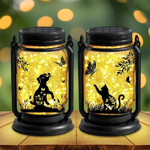 Vista 10 de Faroles solares al aire libre, regalos para amantes de los perros, mariposa