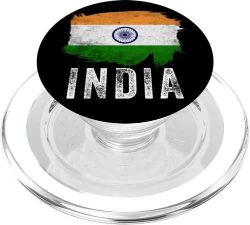Vista 7 de Patriotic India Pride Vintage Indian Flag PopSockets Standard PopGrip