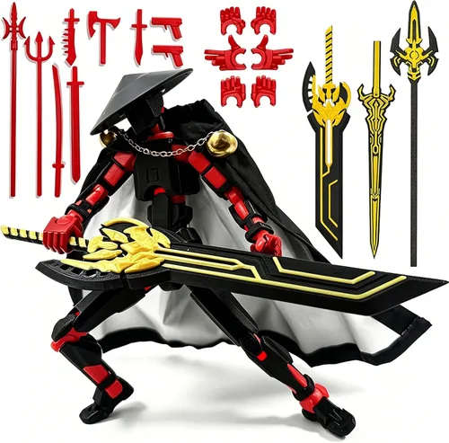 Vista 11 de DANONI Titan 13 - Juego de figuras de acción de Lucky Robot 13 impresas en 3D Las figuras de acción de robot movibles multiarticuladas incluyen un