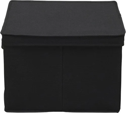 Vista 7 de Household Essentials Caja de almacenamiento cuadrada KD con tapa, 15 x 15 x 10 pulgadas, lino negro, juego de 2