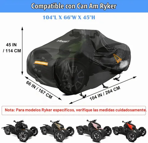 Vista 6 de Cubierta Can Am Ryker Impermeable, Cubierta Completa Mejorada Compatible con Accesorios Can-am Ryker 600/900/Sport/Edición Rally, Cubierta Completa