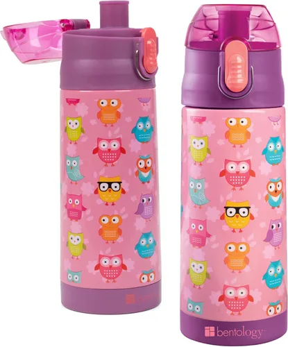 Vista 17 de Bentology - Botella de agua reutilizable de acero inoxidable de 13 onzas para niños, color azul