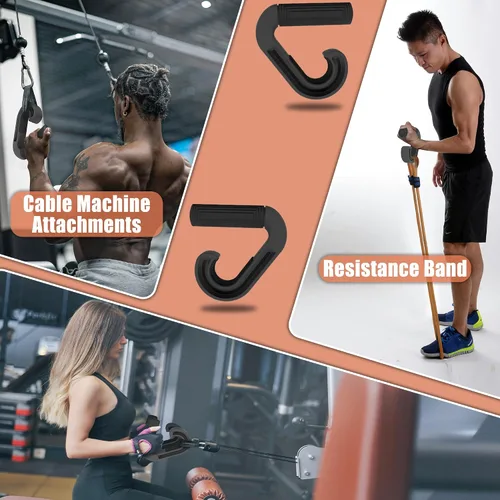 Vista 4 de Asas de agarre neutral para tracción: Ganchos ergonómicos portátiles para remo de barra, peso muerto, bandas resistentes para entusiastas de fitness