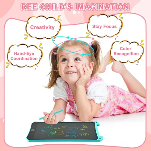 Vista 2 de Tableta de escritura LCD, paquete de 2 juguetes para niños pequeños, almohadilla de dibujo de 10 pulgadas, artículos esenciales de viaje para niños