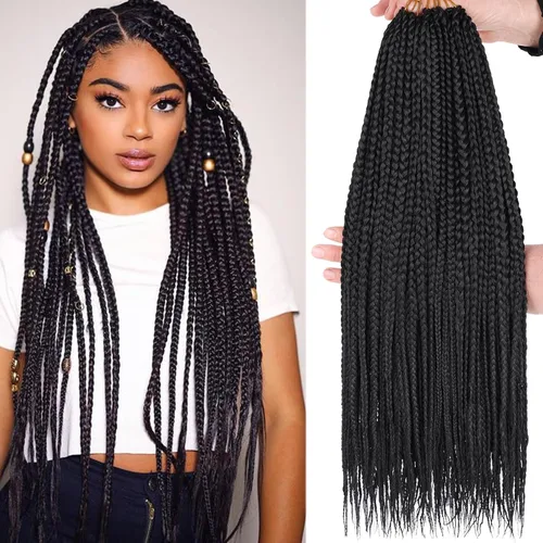 Vista 8 de Unionbeauty - Paquete de 8 trenzas de caja Goddess de cabello a ganchillo, 144 mechones por lote, trenzas de ganchillo preenlazadas, trenzas de caja