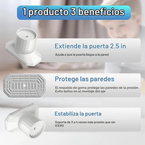 Vista 3 de ICERO Protector de pared extensor para puerta de bebé (paquete de 4) Kit de extensión de puertas montadas a presión que extiende puertas