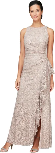 Vista 10 de Alex Evenings Women's Long Sleeveless Mother of the Bride Dress W/Cascade Ruffle & Front Slit (Petite and Regular Sizes)
