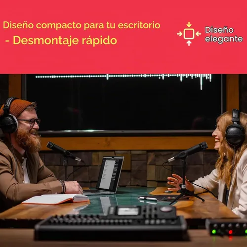 Vista 4 de Pyle - Soporte de micrófono de escritorio para trípode, altura ajustable de 4.7 a 8.7 pulgadas de alto con soporte de embrague resistente, peso de 5