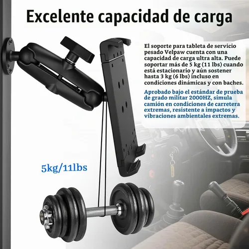 Vista 4 de Soporte de aluminio resistente para tableta para camión, base de taladro para automóvil, vehículos comerciales, tablero, barco y pared, compatible
