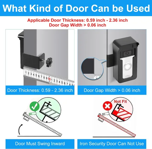 Vista 4 de Soporte de puerta para timbre de video antirrobo compatible con timbre de video Ring 4/3/3 Plus/2/1/(versión 2020), soporte de montaje sin taladro