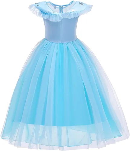 Vista 4 de Princess Costumes Birthday Party Dress Up for Little Girls with WigCrownMaceGloves Accessories 3-10 Years