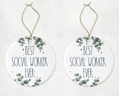 Vista 3 de Adorno de trabajador social, adorno de Navidad para el mejor trabajador social, regalo para trabajador social, regalo de cumpleaños, aniversario