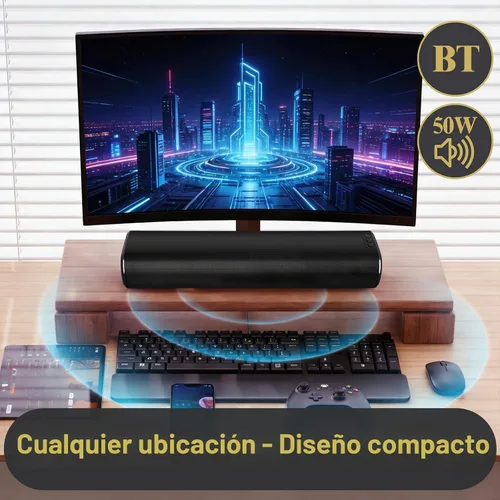 Vista 3 de LEMEGA Barra de sonido Edge X 2.0 para TV, HDMI ARC, sonido de 50 W
