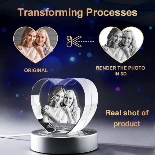 Vista 4 de Novgarden Foto de cristal 3D, regalos personalizados para el día de la madre, regalos conmemorativos para mujeres y ella, en cumpleaños