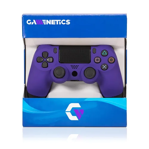 Vista 2 de Gamenetics Custom Purple Official Wireless Bluetooth Controller for PS4 Console - PC - Soft Touch - Un-Modded - Video Gamepad Remote