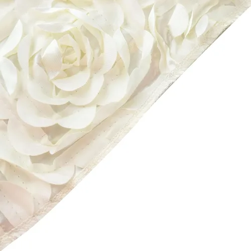 Vista 3 de Tableclothsfactory Funda de silla plegable ajustable con diseño de roseta de satén marfil