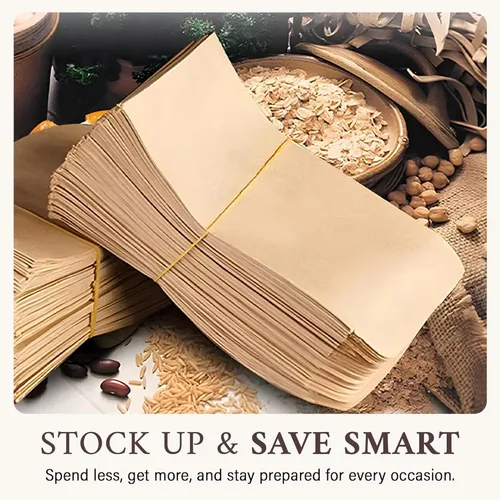 Vista 2 de RJ Displays 100 Pack Brown Kraft Paper Merchandise Tote Bags Small Paper Gift Shopping Bags Bulk for Magazines, Books, Party Favors, Retail Sales