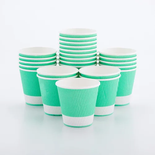 Vista 13 de Tazas para café de papel aislado, pared ondulada, kraft, 12 onzas - Caja de 25 unidades - tapas a juego: RWA0360B, RWA0360W, RWA0328LG, RWA0328GR