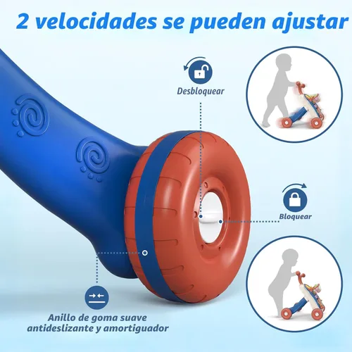 Vista 5 de QDRAGON Andador 3 en 1 y centro de actividades para niños de 12 a 18 meses Azul oscuro