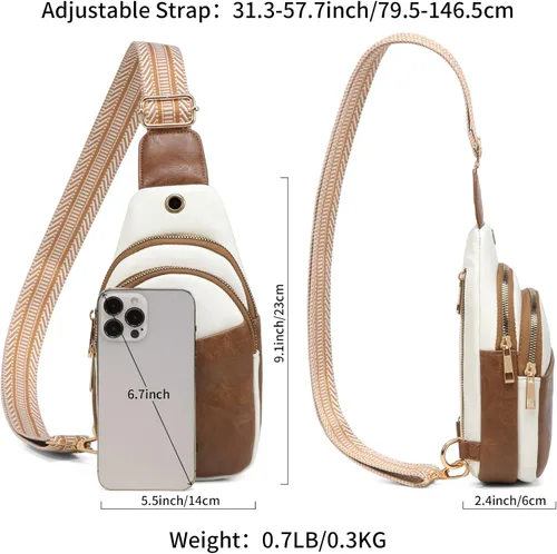 Vista 4 de QOECI Bolso bandolera pequeño para mujer, bolso cruzado de piel sintética para mujer, cangureras cruzadas, bolsa de pecho, monederos y bolsa
