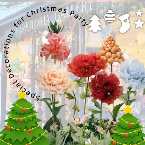 Vista 3 de Decoración de Flores Gigantes con Luz, 6.56 Pies Organza Floral Eléctrica Grande de Apertura Automática con Luz Parpadeante para Boda Cumpleaños