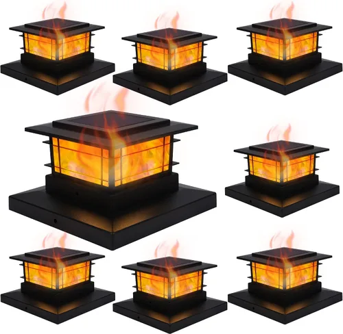 Vista 13 de Dynaming Luces solares de 4 x 4 para exteriores con 2 modos de color, luces solares para poste de valla, carcasa negra para postes de vinilo/madera