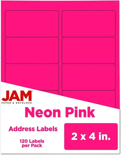 Vista 40 de Etiquetas de dirección de envío JAM PAPER - Rectangular - 1 1/3 x 4 - Rosa bebé pastel - 126/Paquete