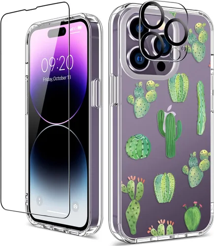 Vista 41 de Funda para iPhone 14 Pro con protector de pantalla, 6.1 pulgadas, transparente de cuerpo completo, a prueba de golpes, diseño floral, para niñas