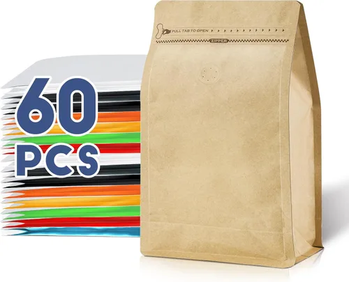 Vista 10 de Bolsas de café con válvula (60 piezas, 4 onzas, 0.25 libras) Bolsas de embalaje de granos de café ventiladas con alta barrera de papel de aluminio