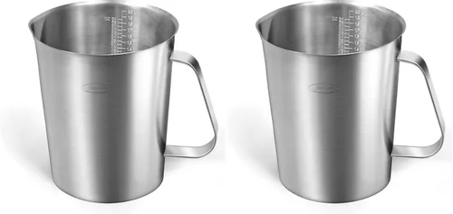 Vista 17 de Newness Juego de 2 tazas medidoras de acero inoxidable (3 marcas, incluye escala de taza/ml/onza) (2 y 3 tazas) taza medidora de metal con asa