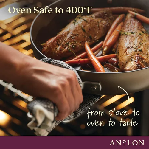 Vista 4 de Anolon Advanced - Sartén antiadherente anodizada dura para parrilla, plancha y tostadora, 11 pulgadas, color marrón