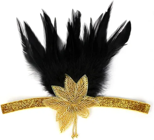 Vista 4 de Art Deco 1920 Flapper Feather Headpiece Roaring 20s Great Gatsby Headband para mujer