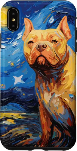 Vista 7 de Funda para iPhone 14 American Bully Starry Night para perro, mamá, perro, papá