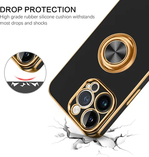 Vista 2 de BENTOBEN Funda para iPhone 14 Pro Max, delgada, ligera, soporte de anillo de 360°, soporte de soporte para automóvil, a prueba de golpes