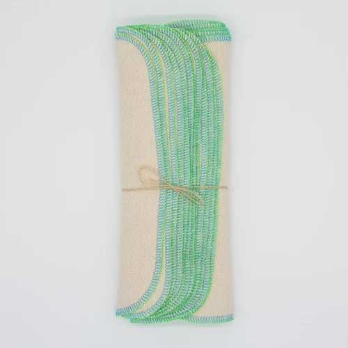 Vista 3 de Turquoise and Lime two tone undyed natural Paperless towels - 1 dozen