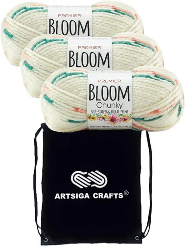 Vista 17 de Premier Yarns Bloom Chunky Hydrangea 1114-01 (6 madejas, el mismo lote de tinte) - Hilo acrílico grueso y voluminoso #5 para ganchillo y tejer