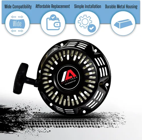 Vista 2 de AlveyTech Arrancador de tracción de retroceso negro de 196 cc y 6.5 Hp - para motores de gas Honda GX120 y GX160, Manco, Scooter, cortacésped