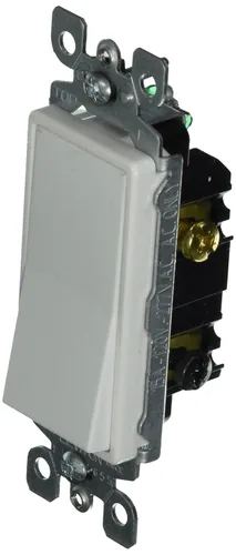 Vista 2 de Leviton Decora Rocker - Mango iluminado de 3 vías, 15 amperios, 120/277 voltios, interruptor silencioso de CA iluminado de 3 vías, grado