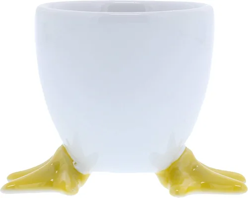 Vista 3 de BIA Cordon Bleu blanco pollo Footed huevera con amarillo pies, juego de 4