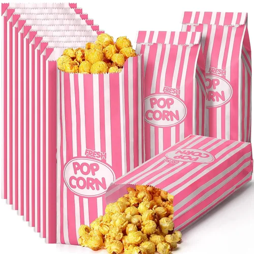 Vista 8 de Sherr 1000 Piezas Bolsas de Palomitas de Maíz de 1 Onza a Granel Negras con Rayas Retro Desechables para Noches de Película Navidad Circo Carnaval