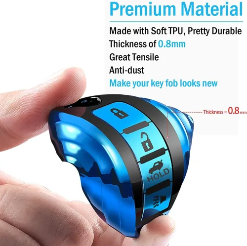 Vista 4 de Intermerge Funda para llavero Nissan Pathfinder Smart Premium Soft TPU Key Cover-Azul