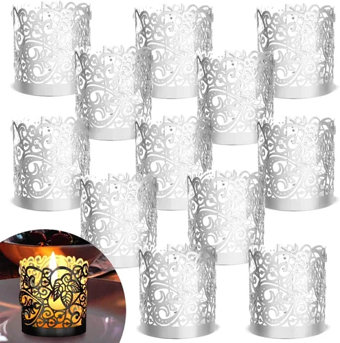 Vista 7 de LOVEINUSA 48 portavelas votivas, velas de té dorado, hada de velas