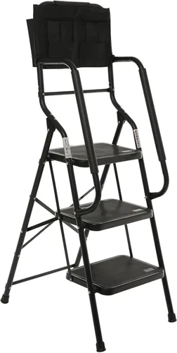 Vista 10 de Wiberwi 3 Step Ladder Folding Step Stool for Adults with Top Handrail 330 Lbs Capacity, Lightweight & Portable Step 3 Stool Ladders with Wide Pedal